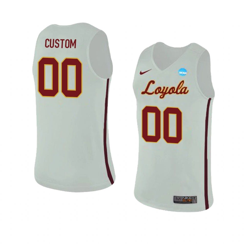 Custom Loyola Chicago Ramblers Jersey College Name and Number Replica White