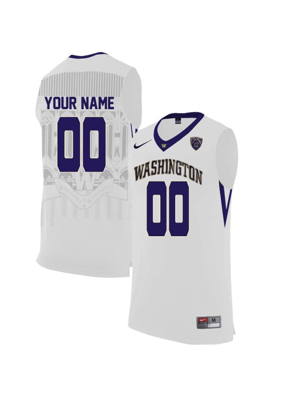 Custom Washington Huskies Jersey College Basketball Name and Number Elite White