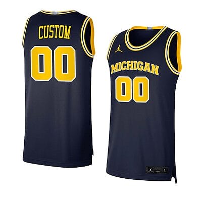 Custom Michigan Wolverines Basketball Jersey College Name and Number Swingman Navy
