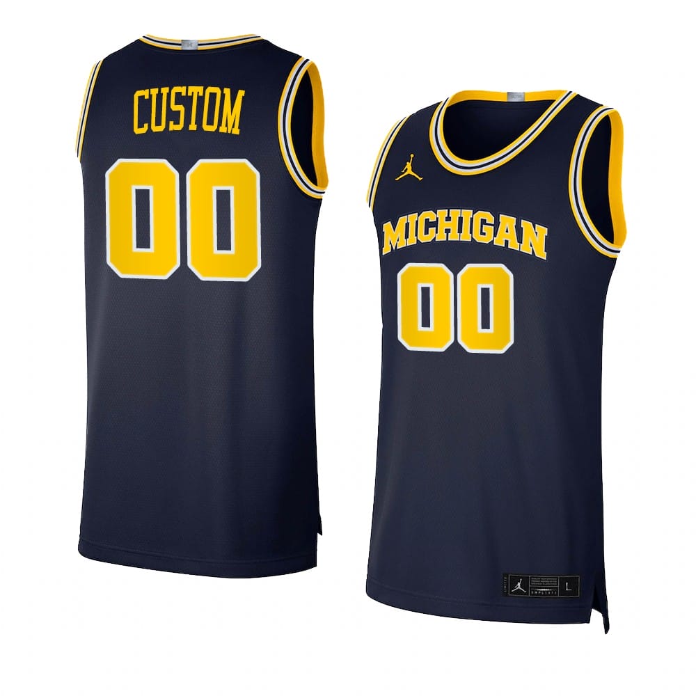 Custom Michigan Wolverines Basketball Jersey College Name and Number Swingman Navy