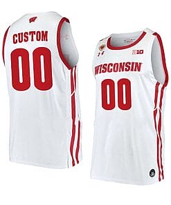 Custom Wisconsin Badgers Basketball Jersey College Name and Number White