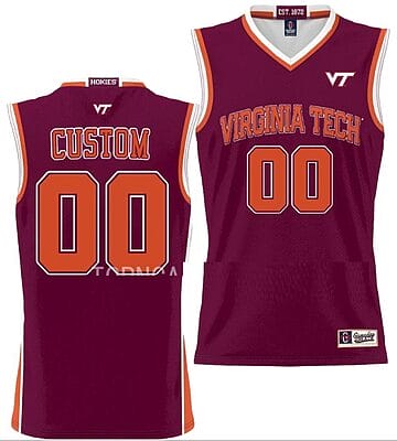 Custom Virginia Tech Hokies Jersey Name and Number College Basketball NIL Pick-A-Player Maroon