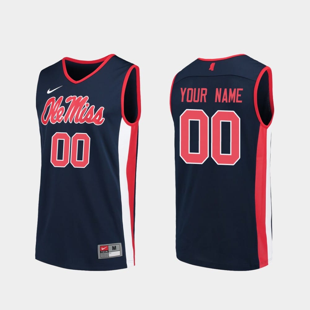 Custom Ole Miss Rebels Jersey Name and Number College Basketball Navy