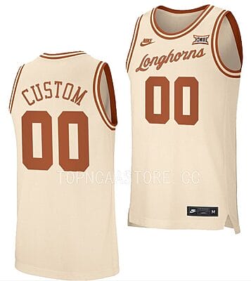 Custom Texas Longhorns Jersey College Basketball Cream Retro