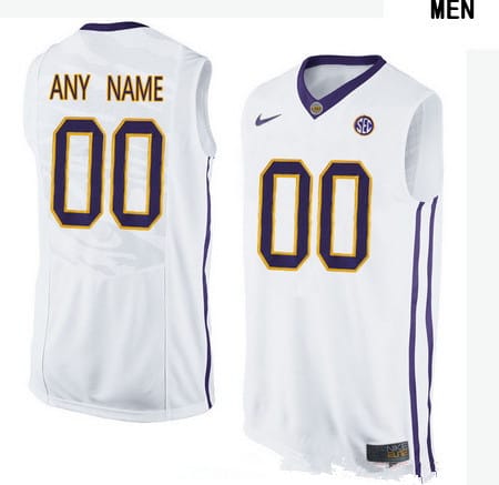 Custom LSU Tigers Jersey College Basketball Name and Number Elite White