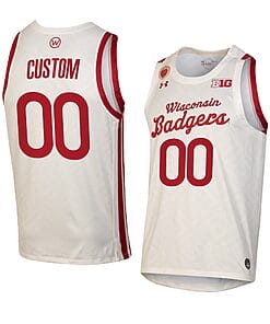Custom Wisconsin Badgers Basketball Jersey College Name and Number Throwback White