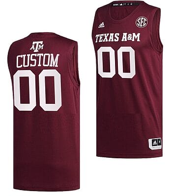 Custom Texas AM Aggies Jersey Name and Number College Basketball Maroon