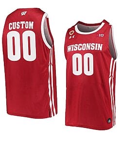 Custom Wisconsin Badgers Basketball Jersey College Name and Number Away Red