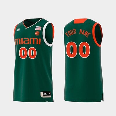 Custom Miami Hurricanes Jersey Name and Number College Basketball Swingman Green