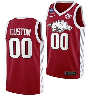 Custom Arkansas Razorbacks Jersey 2023 NCAA March Madness College Basketball Red Elite