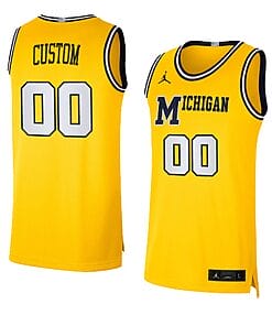 Custom Michigan Wolverines Basketball Jersey College Name and Number Yellow