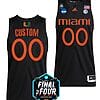 Custom Miami Hurricanes Jersey College Basketball 2023 NCAA Final Four Black