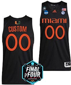 Custom Miami Hurricanes Jersey College Basketball 2023 NCAA Final Four Black