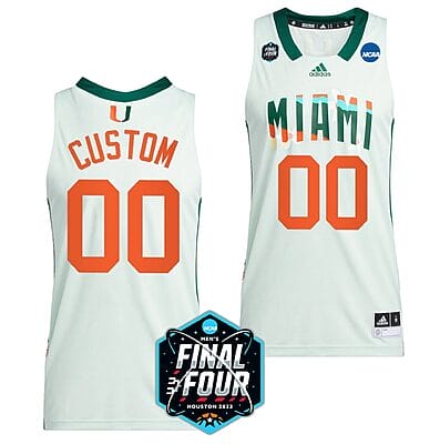 Custom Miami Hurricanes Jersey College Basketball 2023 NCAA Final Four White
