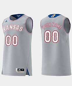 Custom Kansas Jayhawks Jersey Name, Number College Basketball Gray Replica