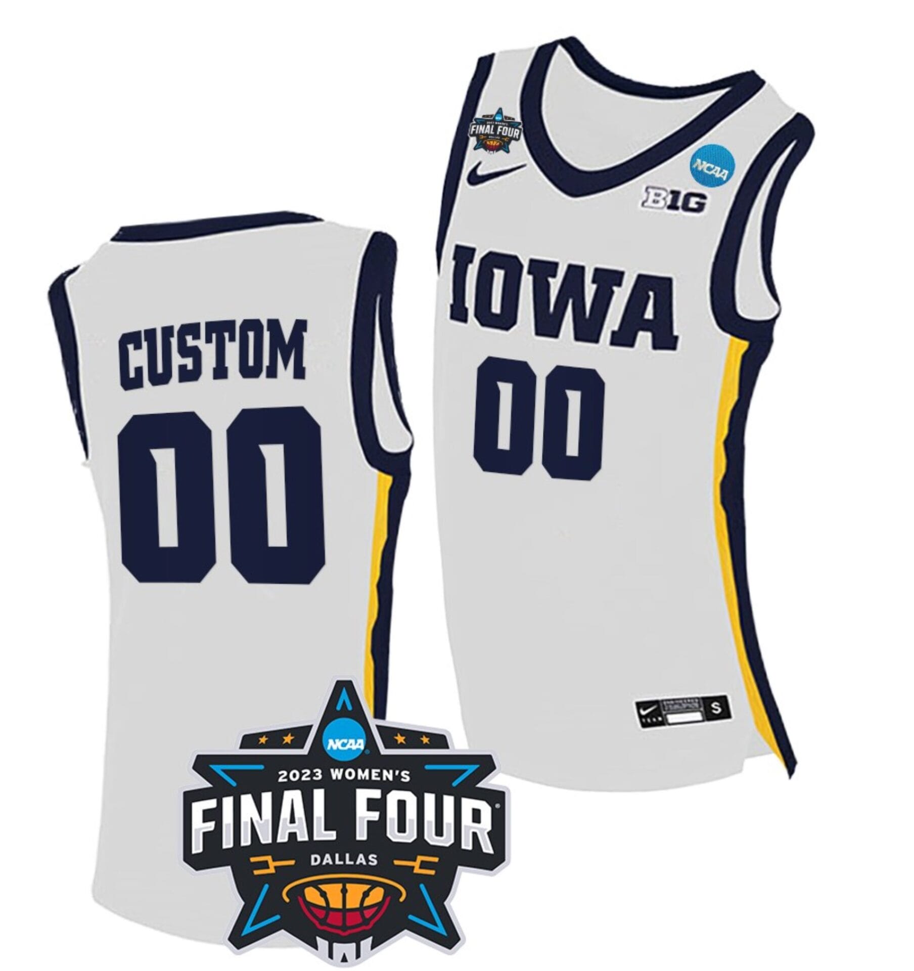 Custom Iowa Hawkeyes Jersey Name and Number College Basketball 2023 NCAA Final Four White
