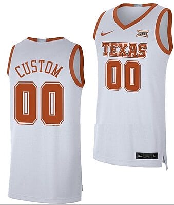 Custom Texas Longhorns Jersey College Basketball White Limited