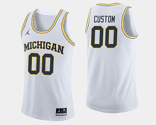 Custom Michigan Wolverines Jersey Name and Number College Basketball White