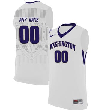 Custom Washington Huskies College Basketball Name and Number White Style