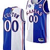 Custom Kansas Jayhawks Jersey College Basketball Split Edition White Royal