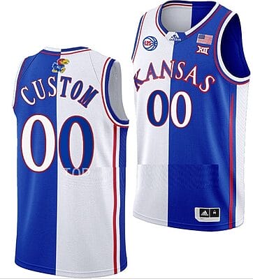 Custom Kansas Jayhawks Jersey College Basketball Split Edition White Royal