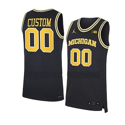 Custom Michigan Wolverines Basketball Jersey College Name and Number Navy BIG Patch