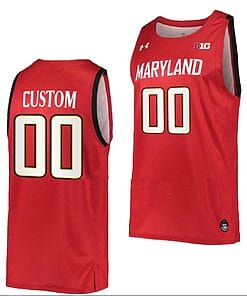 Custom Maryland Terrapins Jersey NCAA College Basketball Away Red