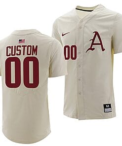 Custom Arkansas Razorbacks Jersey Baseball Name and Number NCAA College Full-Button Natural