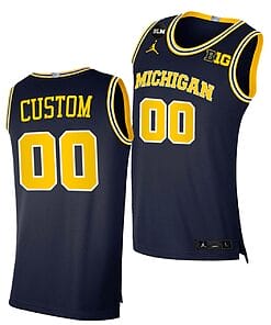 Custom Michigan Wolverines Jersey Name and Number College Basketball hampions Navy BLM Jersey March Madness