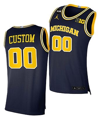 Custom Michigan Wolverines Jersey Name and Number College Basketball hampions Navy BLM Jersey March Madness