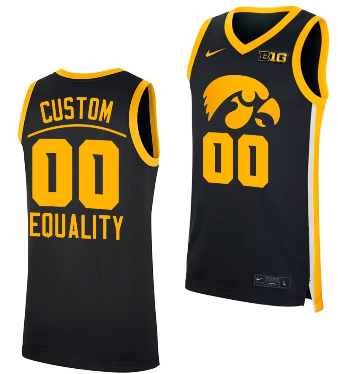 Custom Iowa Hawkeyes Jersey College Basketball Equality Black Big Ten