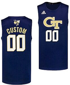 Custom Georgia Tech Yellow Jackets Jersey Name and Number College Basketball Navy Swingman