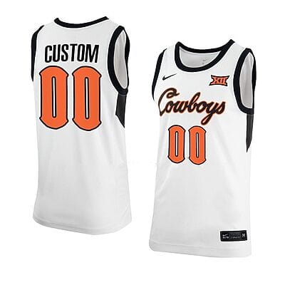 Custom Oklahoma State Cowboys Basketball Jersey College Name and Number White