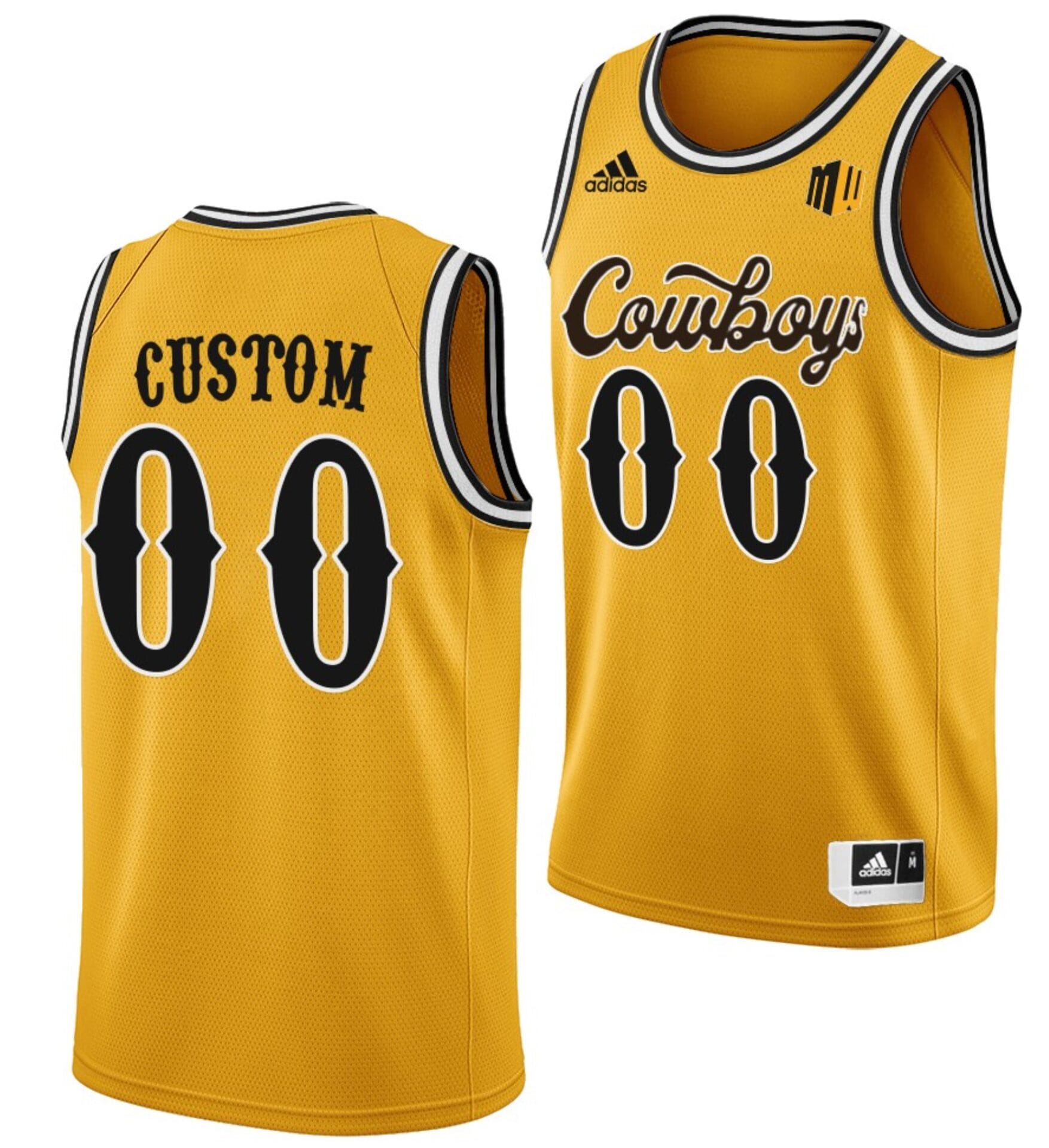 Custom Wyoming Cowboys Jersey Name and Number College Basketball Gold