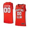 Custom Illinois Fighting Illini Basketball Jersey College Name and Number Orange