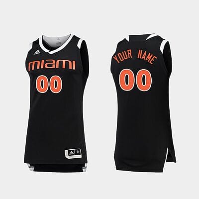 Custom Miami Hurricanes Jersey Name and Number College Basketball Black