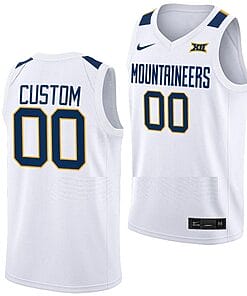 Custom West Virginia Jersey Name and Number Mountaineers College Basketball White Home