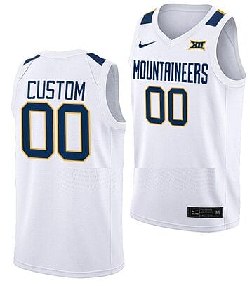Custom West Virginia Jersey Name and Number Mountaineers College Basketball White Home