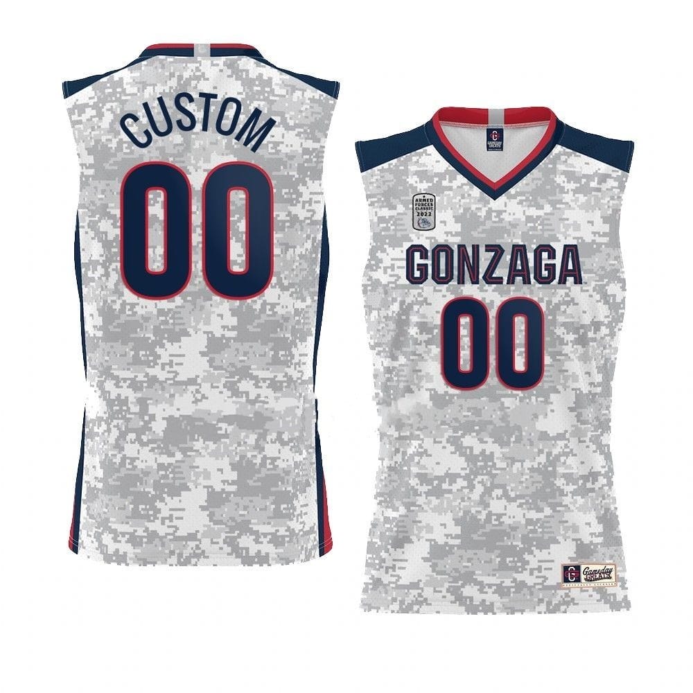 Custom Gonzaga Bulldogs Basketball Jersey College Name and Number Classic White