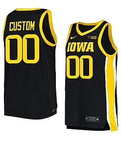 Custom Iowa Hawkeyes Basketball Jersey College Name and Number Black