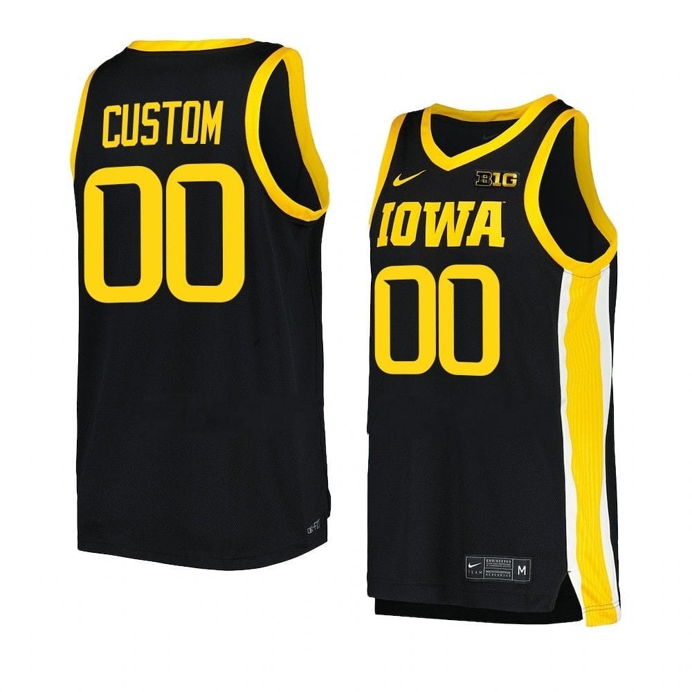 Custom Iowa Hawkeyes Basketball Jersey College Name and Number Black