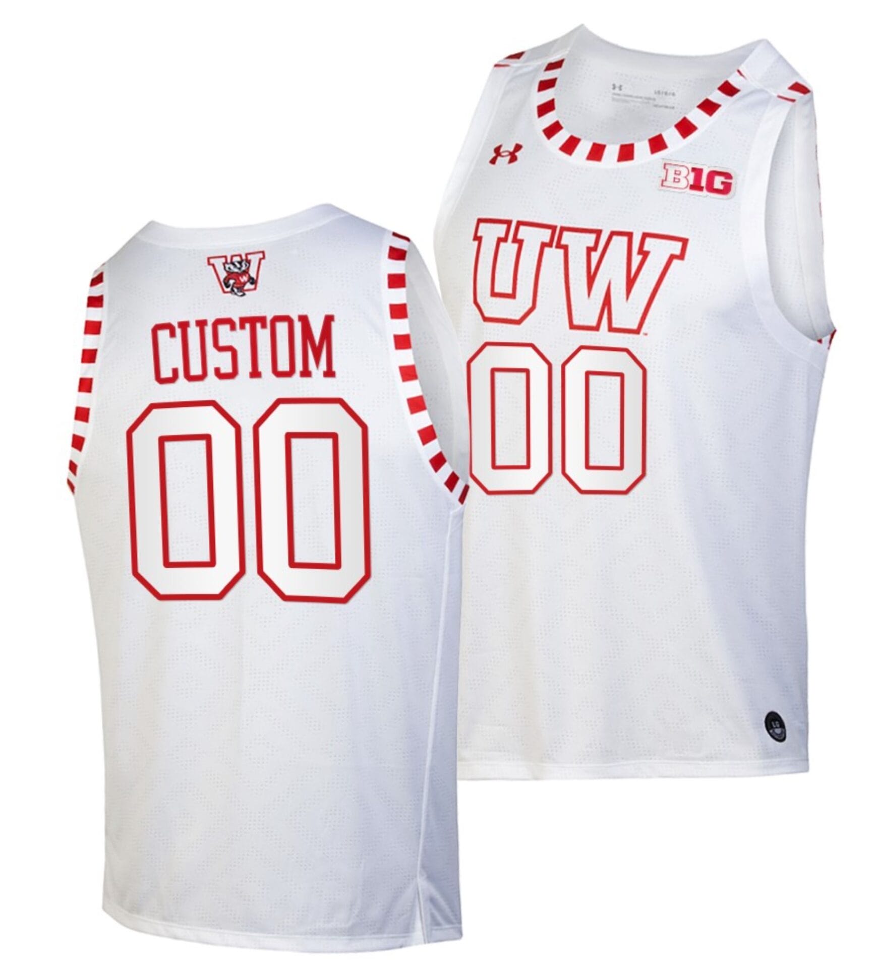 Custom Wisconsin Badgers Jersey Name and Number College Basketball Alternate White