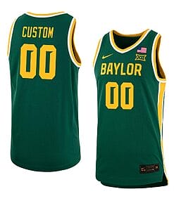 Custom Baylor Bear Basketball Jersey College Name and Number Green 2023
