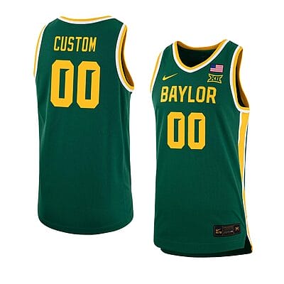 Custom Baylor Bear Basketball Jersey College Name and Number Green 2023