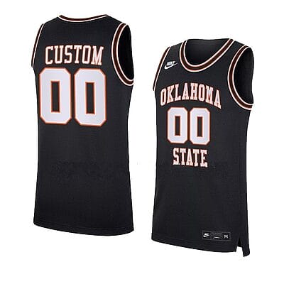 Custom Oklahoma State Cowboys Basketball Jersey College Name and Number Black