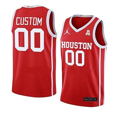 Custom Houston Cougars Basketball Jersey College Name and Number Away Red