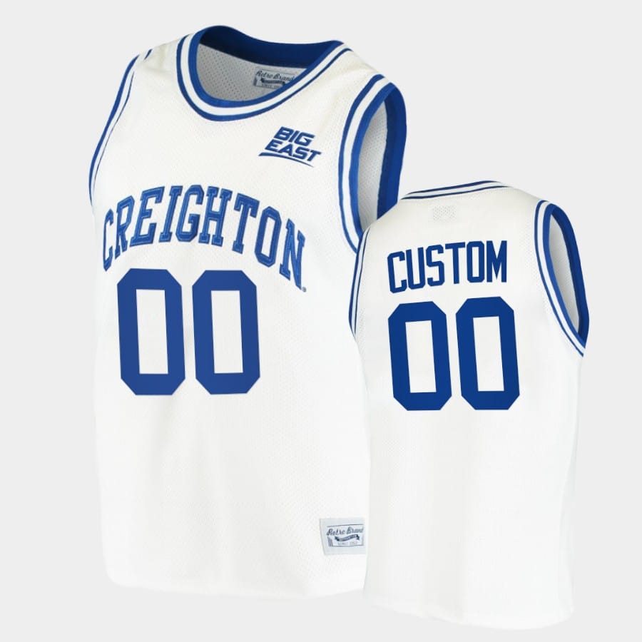 Custom Creighton Bluejays Jersey Name, Number College Basketball White Retro