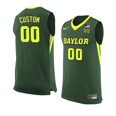Custom Baylor Bear Basketball Jersey College Name and Number Green