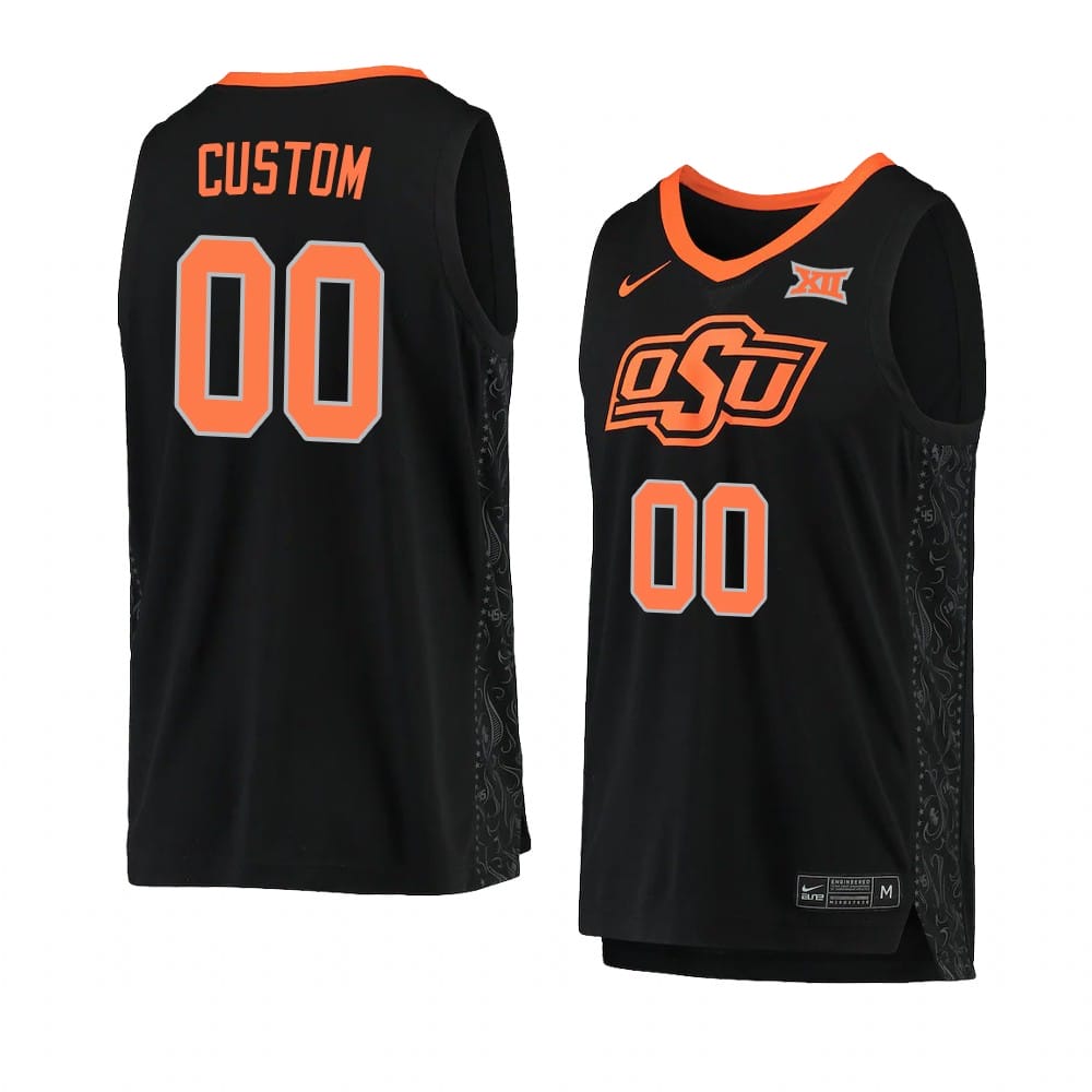 Custom Oklahoma State Cowboys Basketball Jersey College Name and Number Replica Black