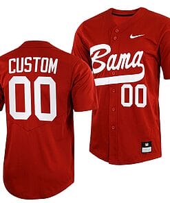 Custom Alabama Jersey Crimson Tide Baseball Name and Number NCAA College Full Button Red